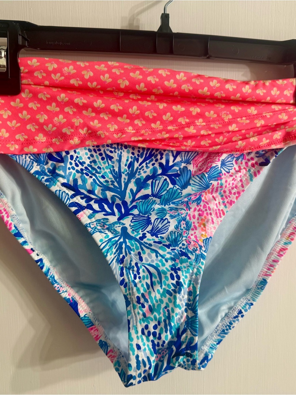 Lilly Pulitzer Pink & Blue Tropical Print Bikini Bottom